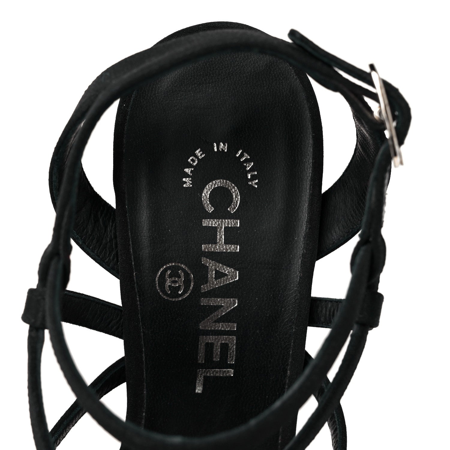 Chanel Suede Pearl Sandals 38 Black 6 of 7