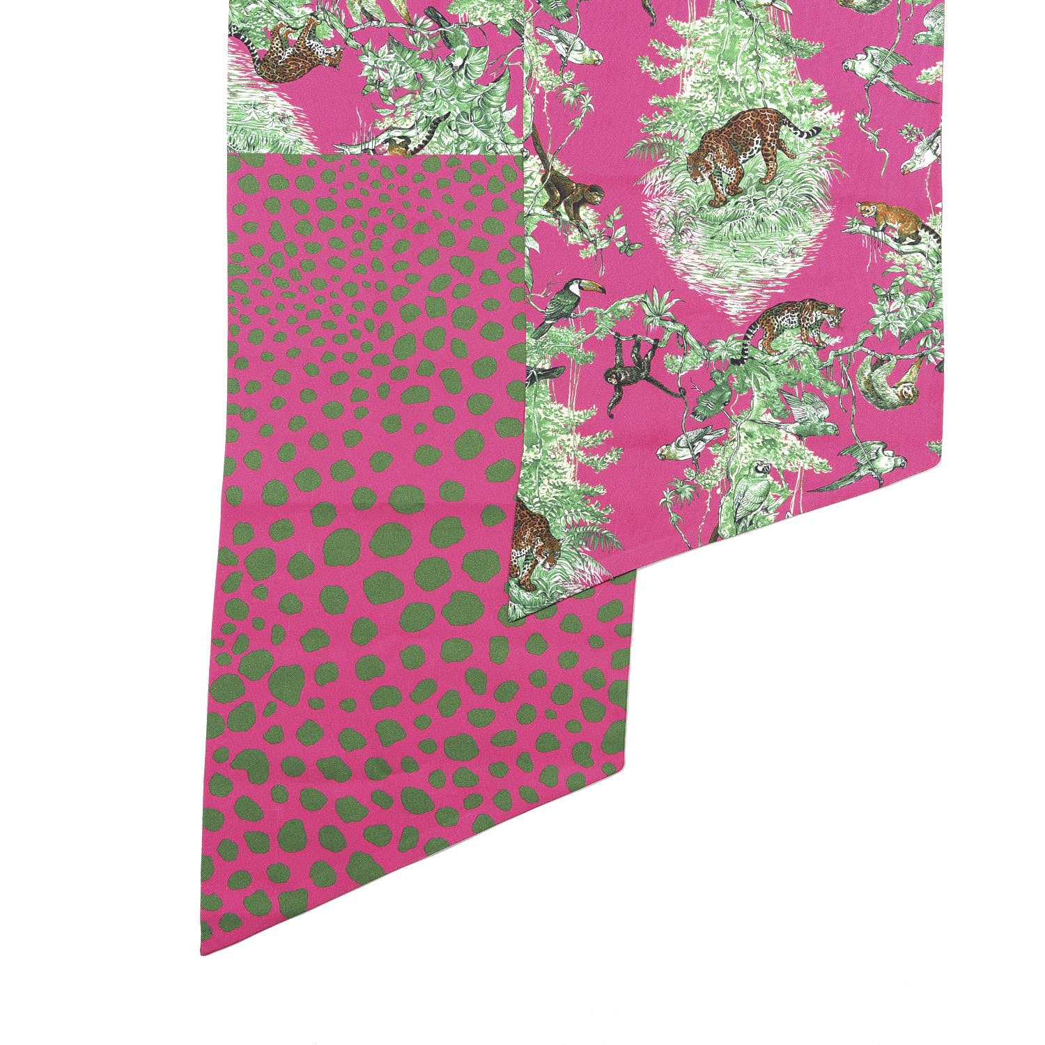 Hermes Silk Equateur Maxi Twilly Rose Vif Vert De Gris Vert 4 of 5