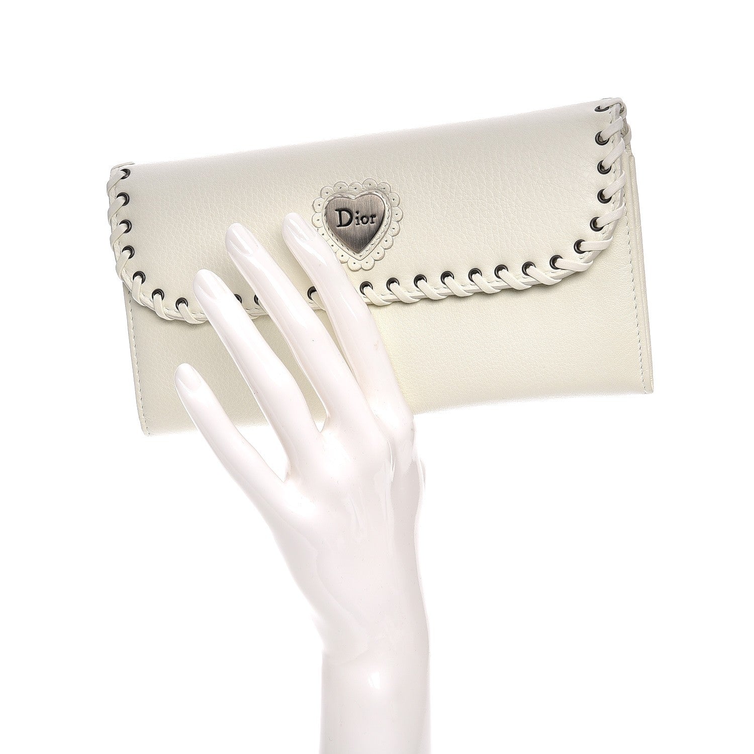 Christian Dior Calfskin Heart Wallet White 2 of 8