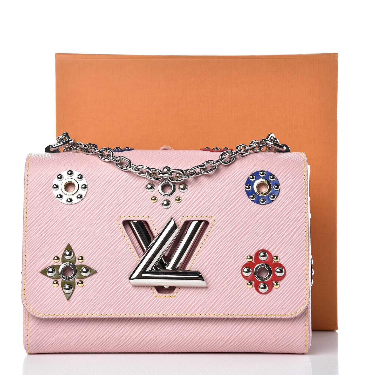 Epi Mechanical Flowers Twist Shoulder Bag MM Rose Ballerine
