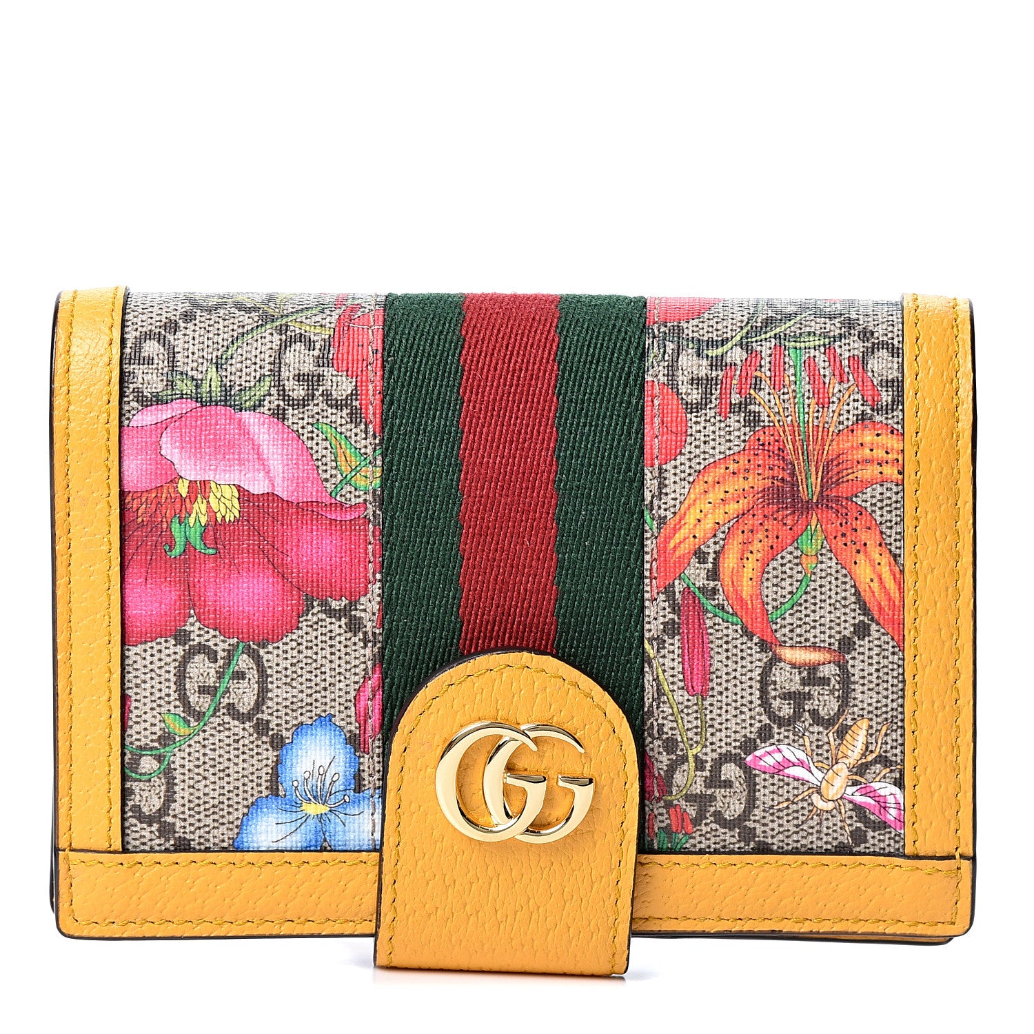 Gucci GG Supreme Monogram Flora Web Ophidia Passport Case Beige Multicolor Crop 1 of 9
