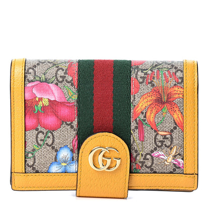 Gucci GG Supreme Monogram Flora Web Ophidia Passport Case Beige Multicolor Crop 1 of 9