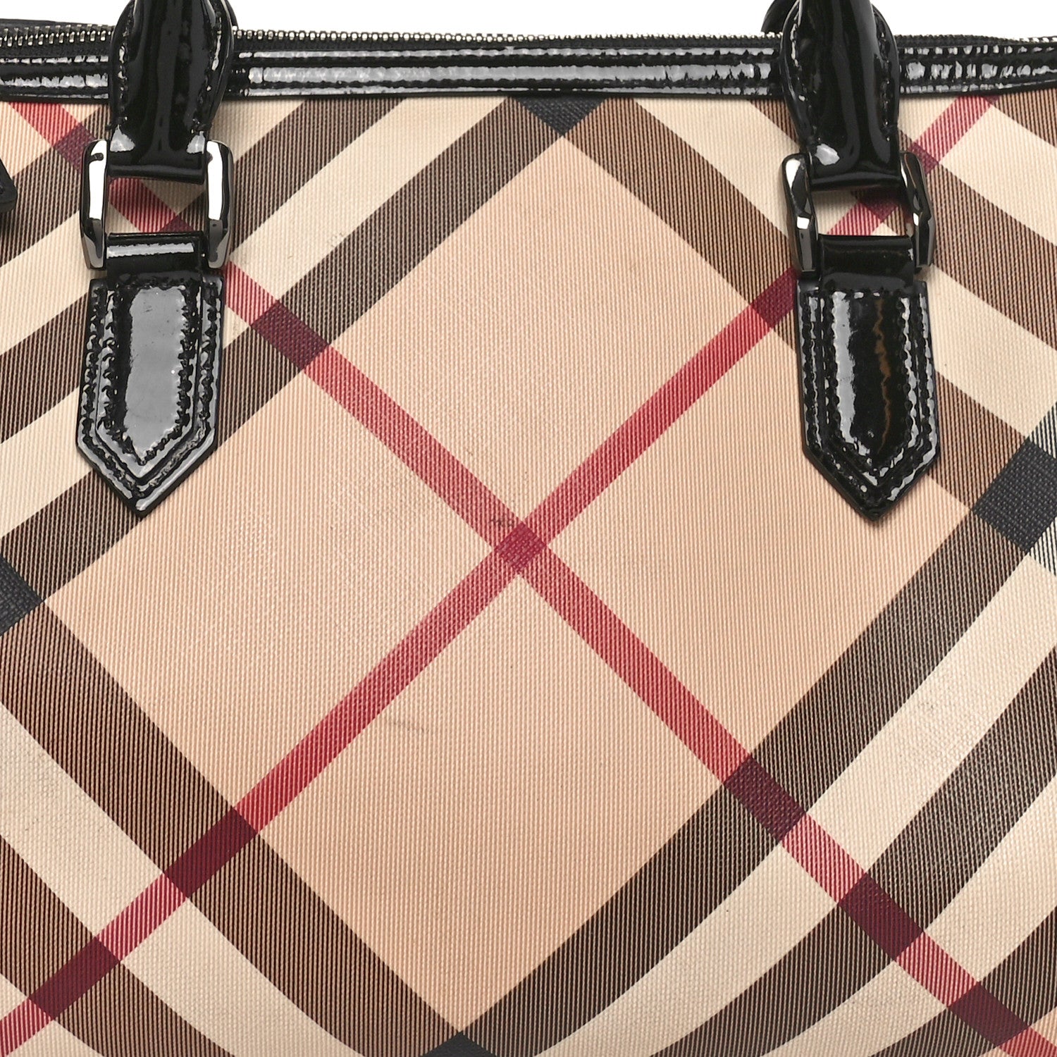 Burberry Nova Check Patent Small Chester Bowling Bag Black 7 of 10