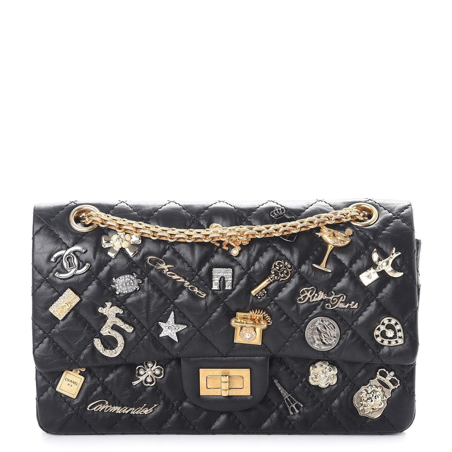 Aged Calfskin Lucky Charms 2.55 Reissue 225 Flap Black