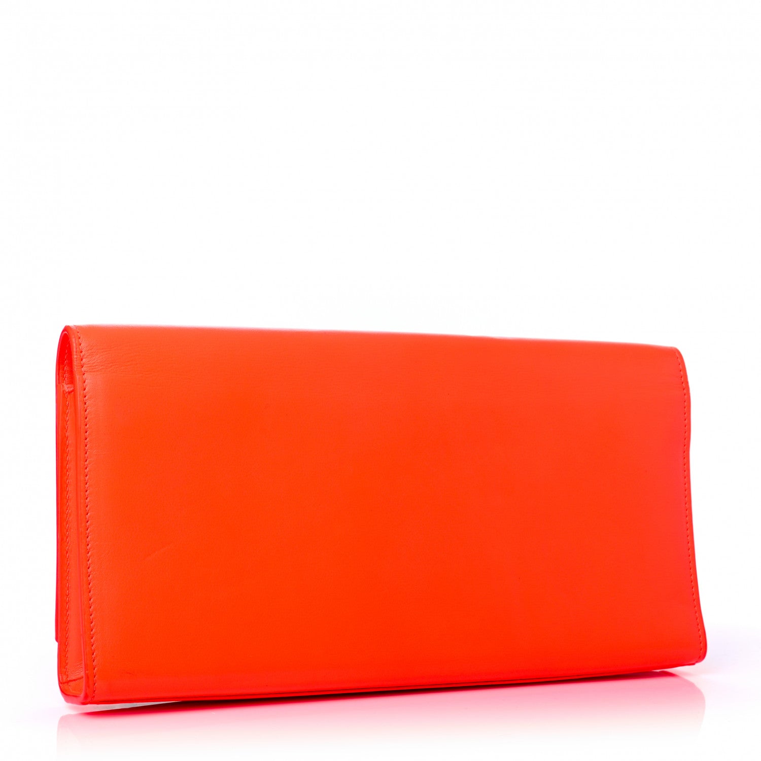 Saint Laurent Calfskin Classic Monogram Clutch Neon Orange 3 of 7
