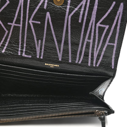 Balenciaga Agneau Classic Hardware Graffiti Money Wallet Black Multicolor 5 of 8