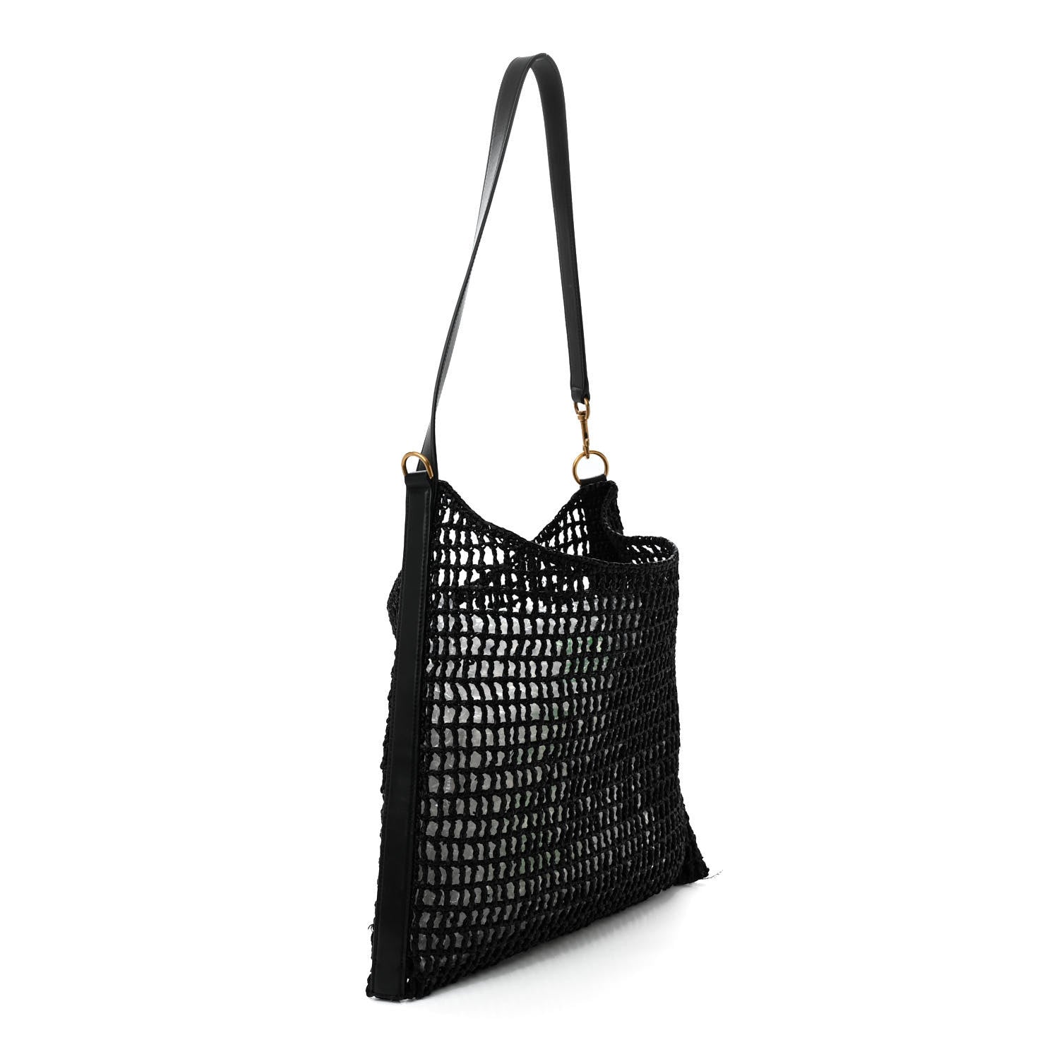 Saint Laurent Raffia Calfskin Oxalis Shoulder Bag Black 3 of 11