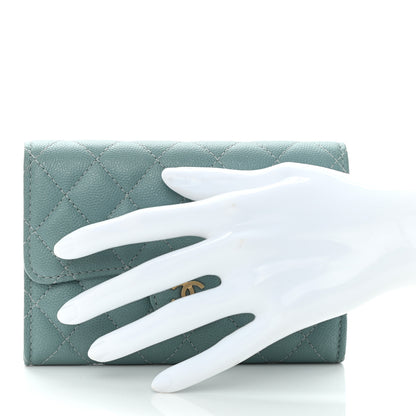Chanel Iridescent Caviar Quilted Medium Flap Wallet Light Blue 2 of 10