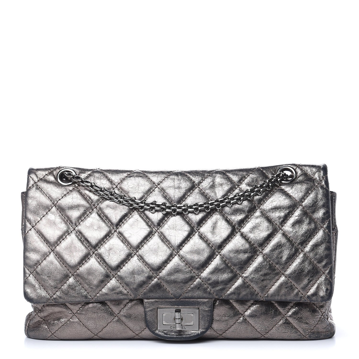Chanel Metallic Aged Calfskin Quilted 2.55 Reissue 227 Flap Dark Silver 1 of 21