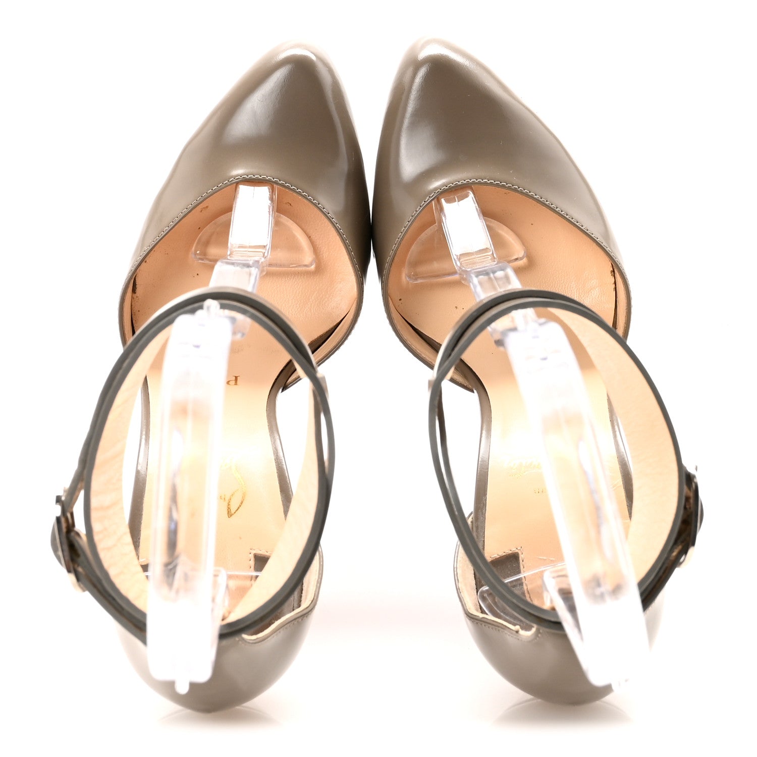 Christian Louboutin Jazz Calfskin Bettina 100 Ankle Strap Pumps 35.5 Mastic 2 of 9