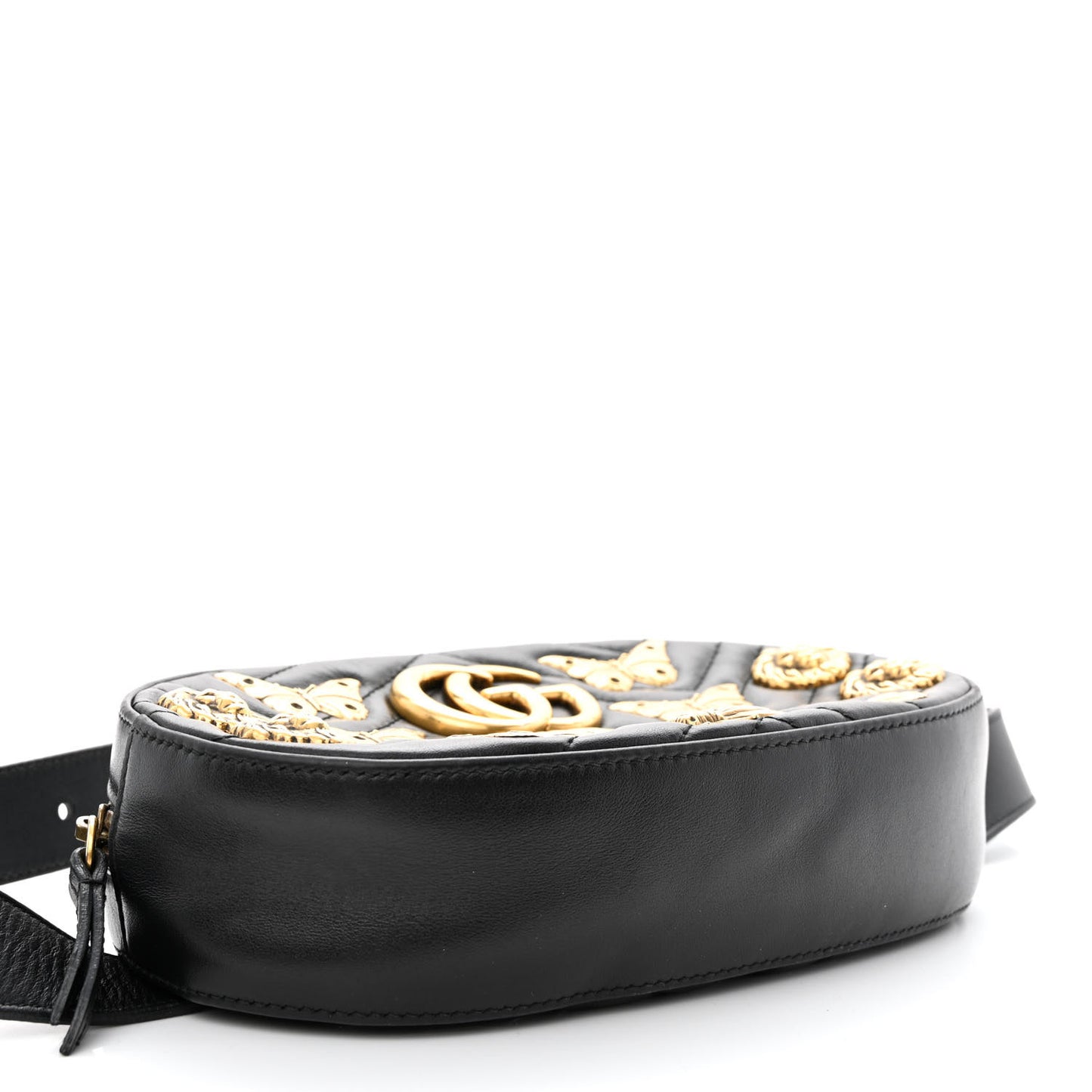 Calfskin Matelasse Animal Studs GG Marmont Belt Bag 85 34 Black