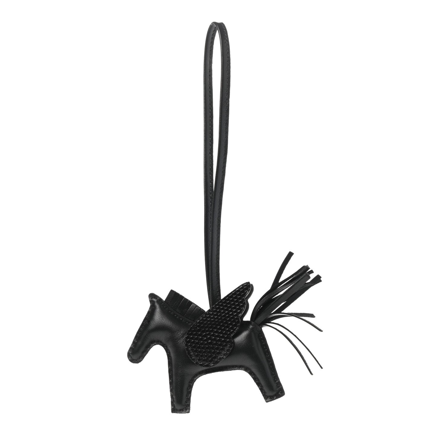 Milo Lambskin Lizard Touch Grigri Rodeo Pegase Horse Bag Charm PM So Black