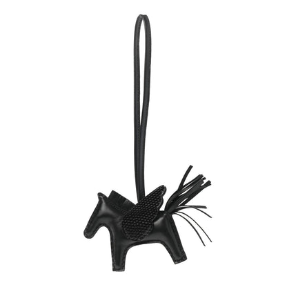 Hermes Milo Lambskin Lizard Touch Grigri Rodeo Pegase Horse Bag Charm PM So Black 1 of 5