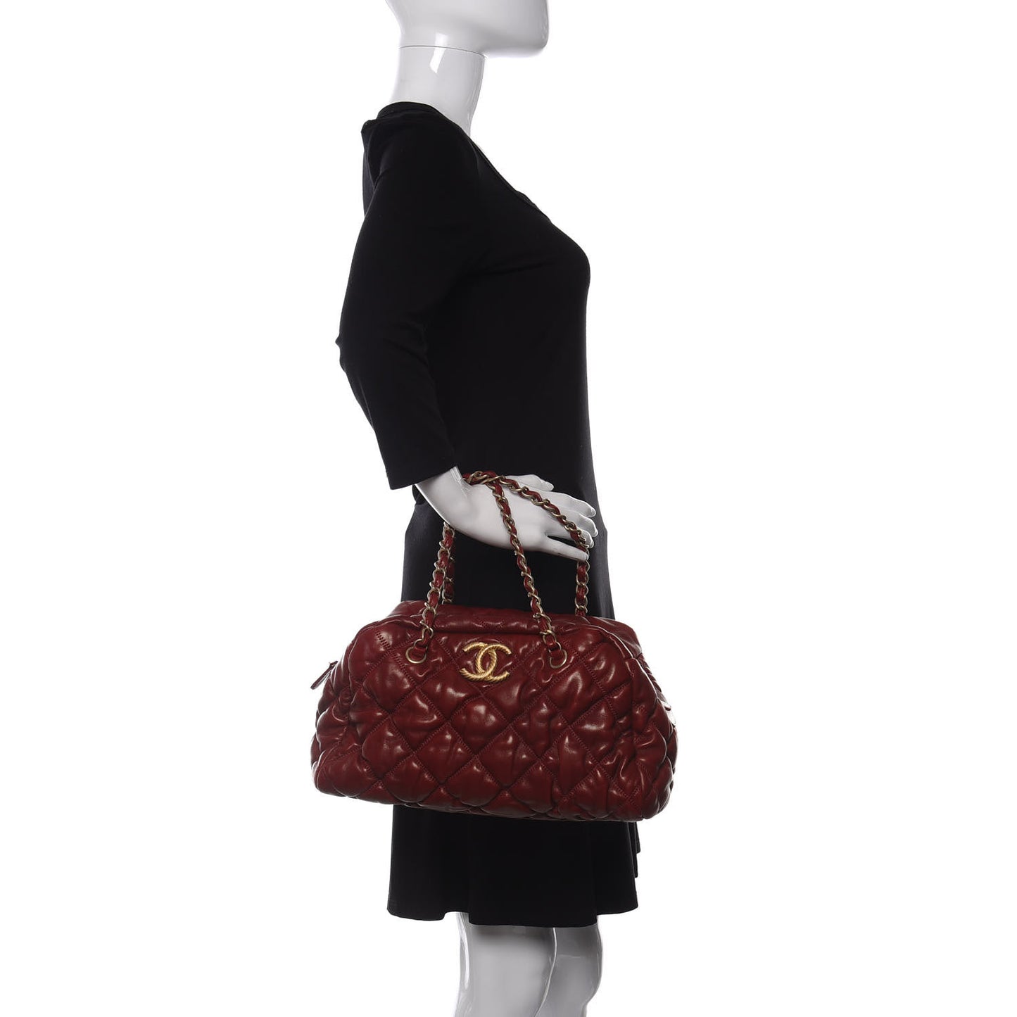 Lambskin Bubble Quilt Bowler Red