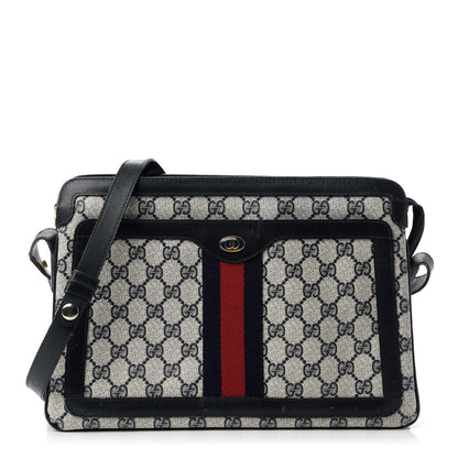 Gucci GG Plus Monogram Canvas Web Shoulder Bag Blue 1 of 14