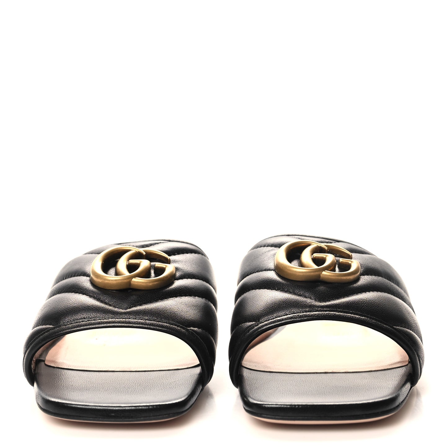 Nappa Matelasse GG Marmont Flat Slide Sandals 36.5 Black