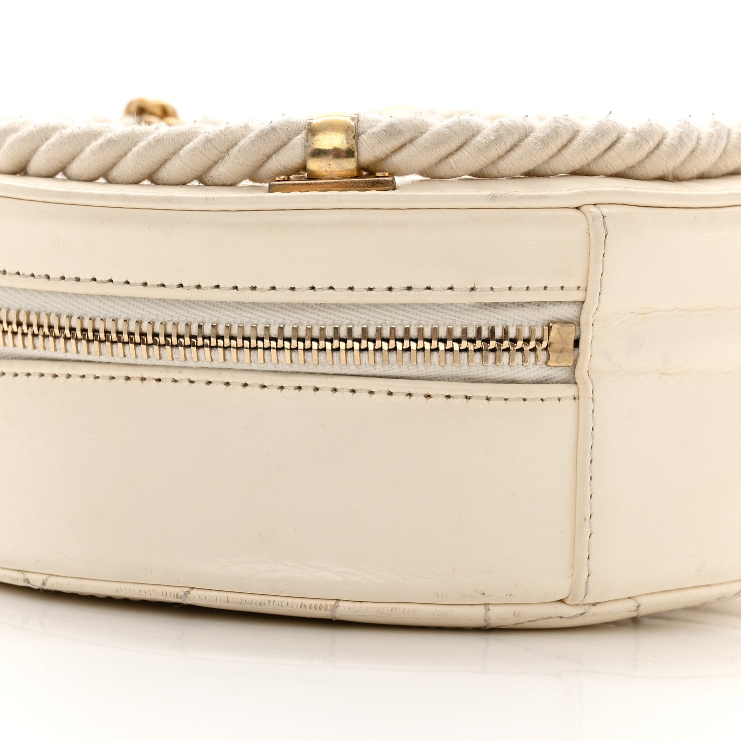 Chanel Crumpled Calfskin Cotton Small En Vogue Round Bag White 9 of 12