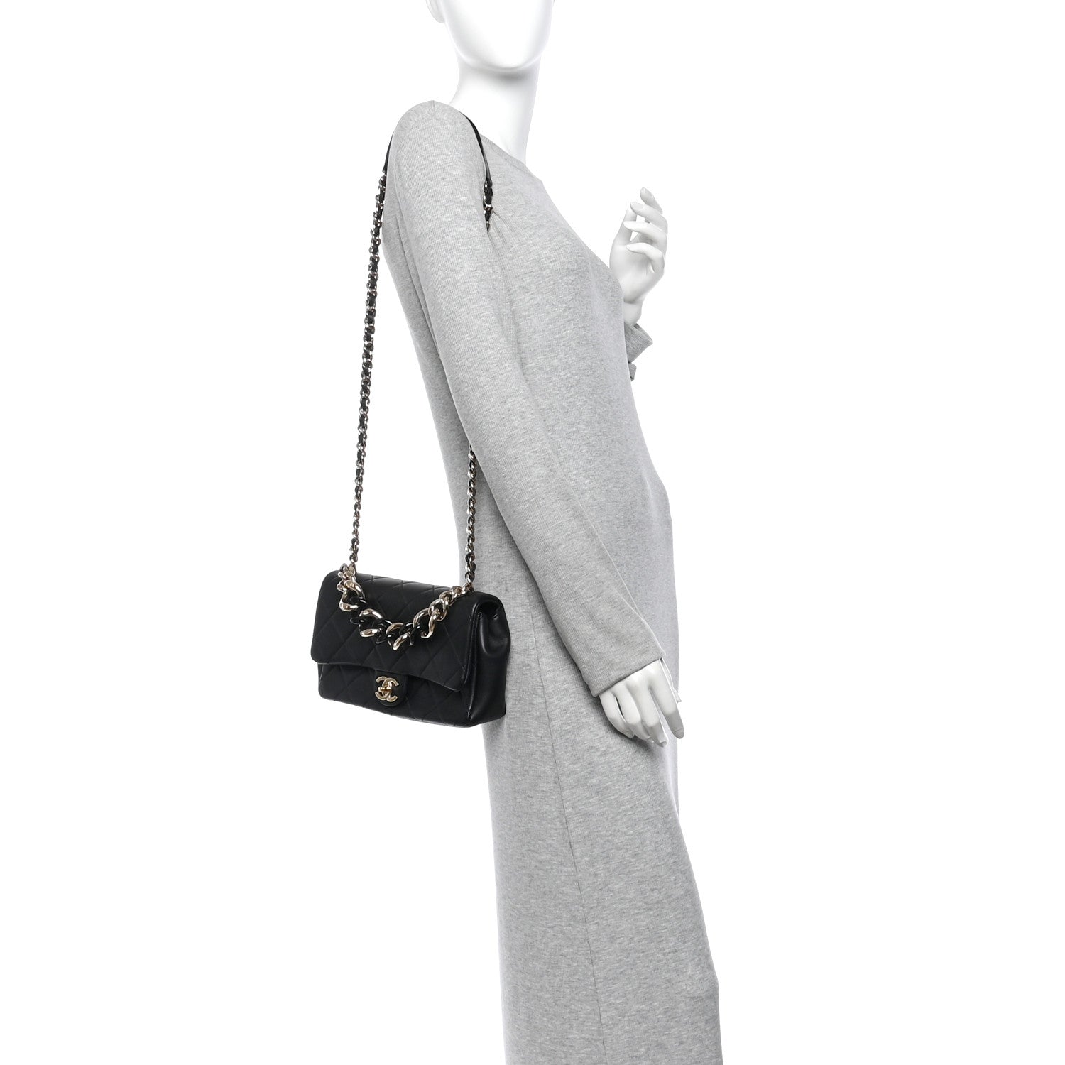 Chanel Lambskin Quilted Resin Bi-Color Chain Flap Bag Black 2 of 10