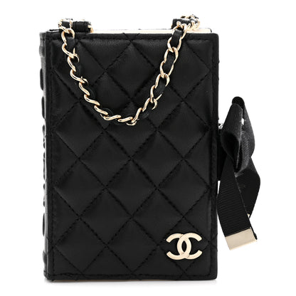 Chanel Lambskin Quilted Book Card Holder on Chain Black 1 of 12