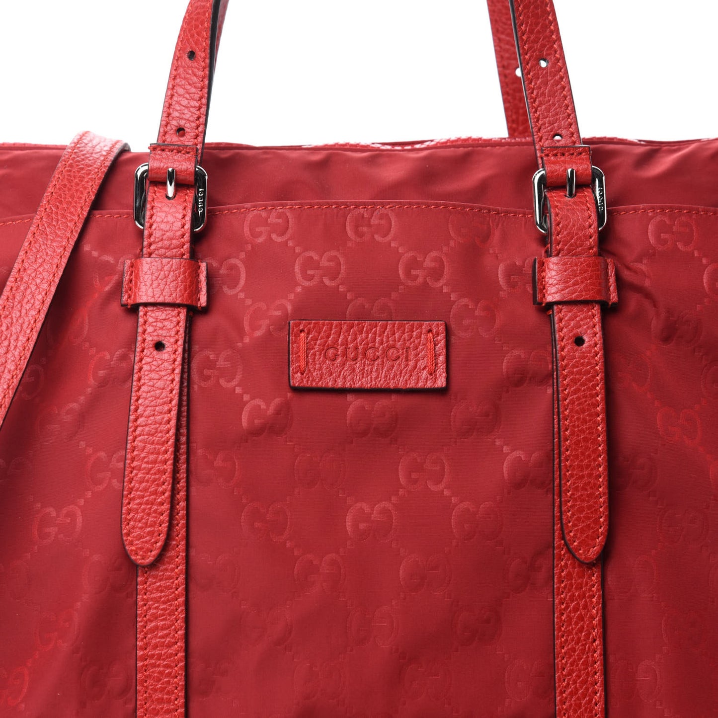 Nylon Monogram Dollar Calfskin Tote Vibrant Red
