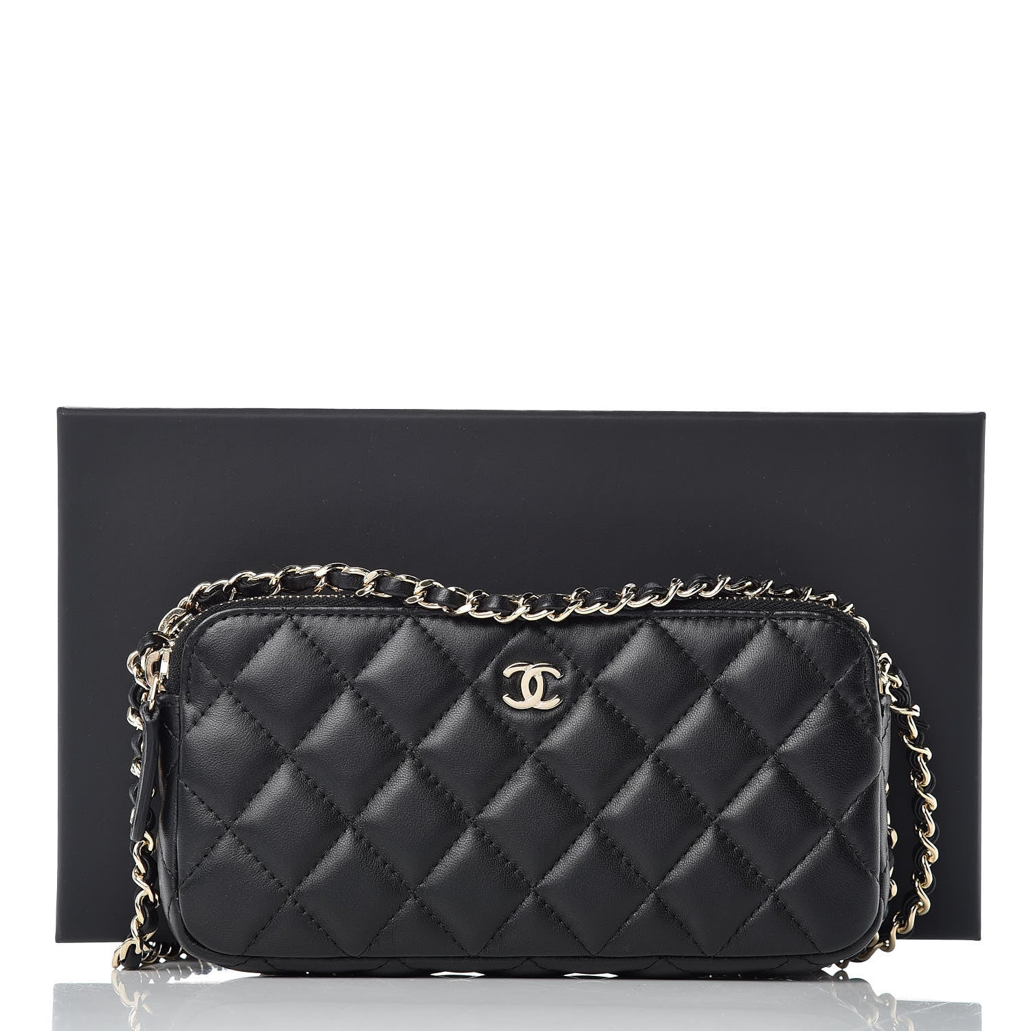 Chanel Lambskin Quilted Small Clutch With Chain Black 11 of 11