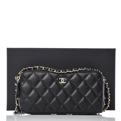 Chanel Lambskin Quilted Small Clutch With Chain Black 11 of 11