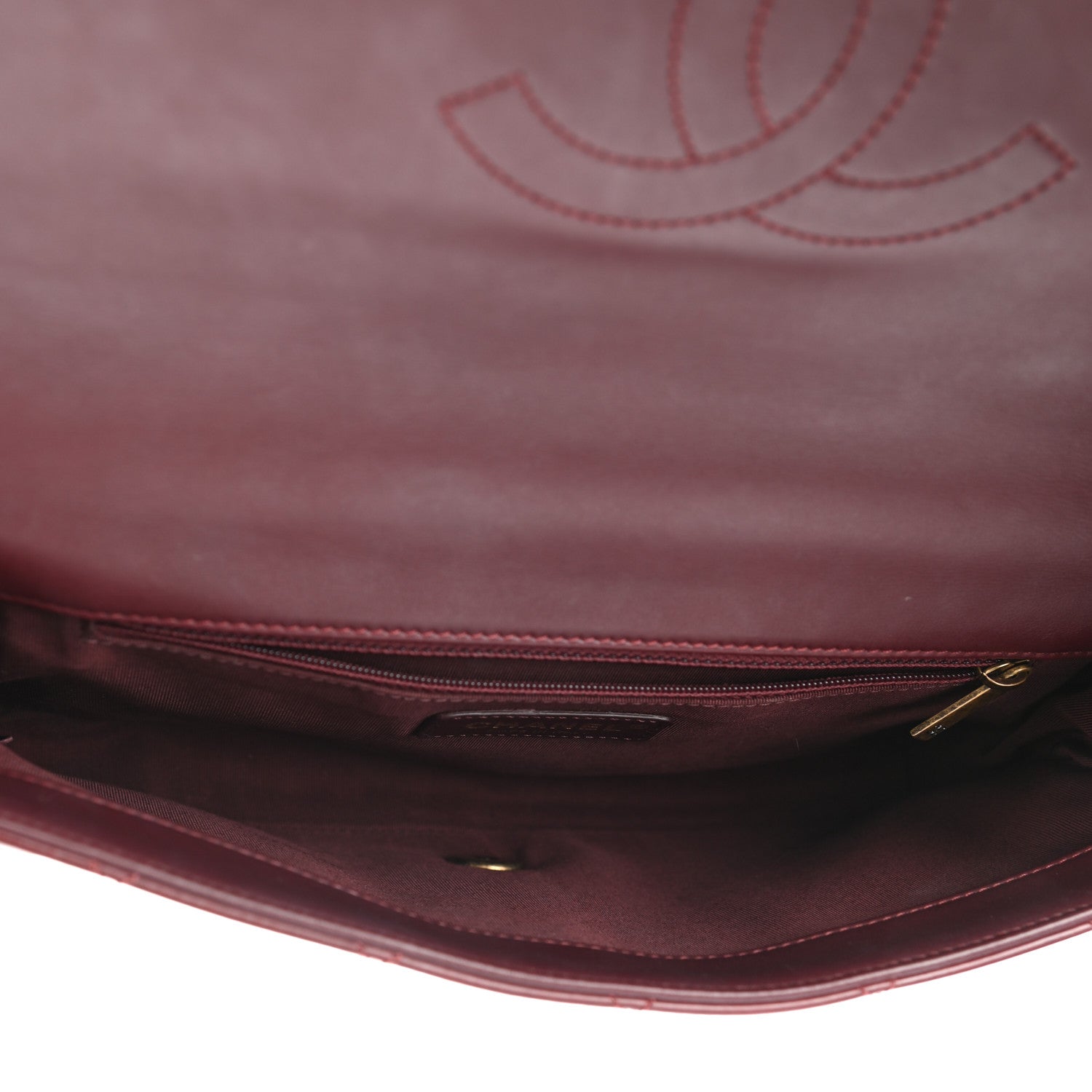Chanel Calfskin Quilted Gold Bar Flap Burgundy 4 of 9