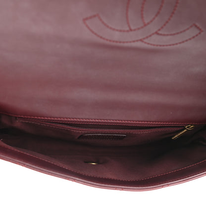 Chanel Calfskin Quilted Gold Bar Flap Burgundy 4 of 9