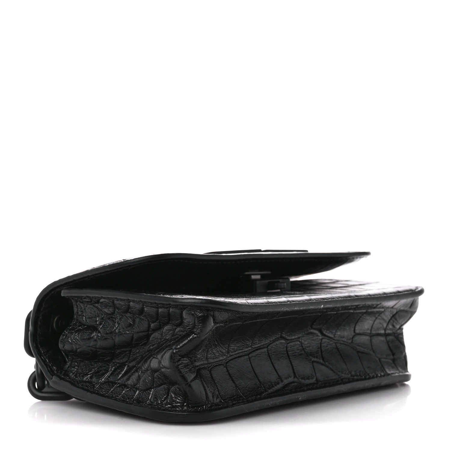 Balenciaga Extra Supple Calfskin Monochrome Crocodile Embossed Gossip Chain Bag XS Black 4 of 10