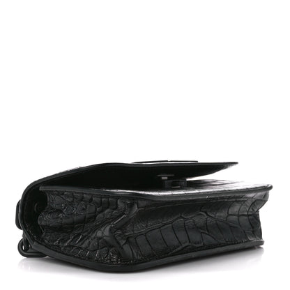 Balenciaga Extra Supple Calfskin Monochrome Crocodile Embossed Gossip Chain Bag XS Black 4 of 10