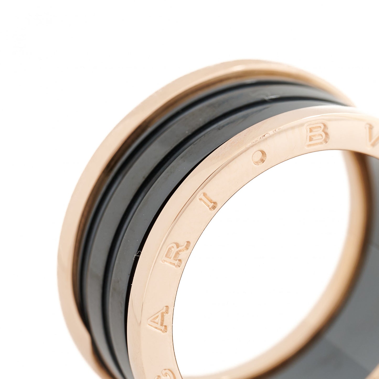 18K Rose Gold Black Ceramic B.Zero1 Four-Band Ring 65 11
