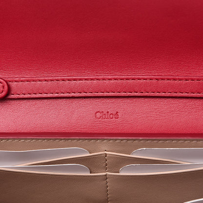 Chloe Shiny Grained Calfskin Aby Wallet on Chain Crimson Pink 6 of 10