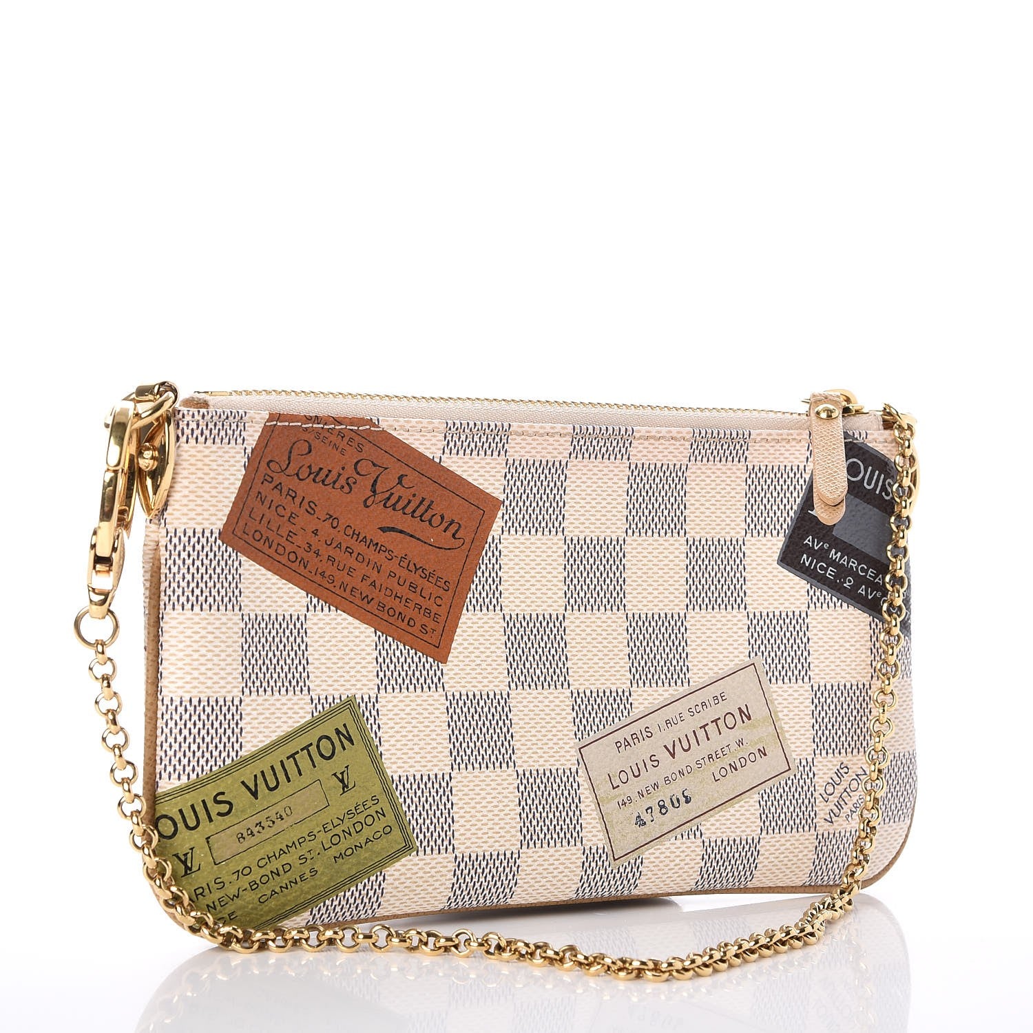 Louis Vuitton Damier Azur Trunks Labels Pochette Milla MM 3 of 7