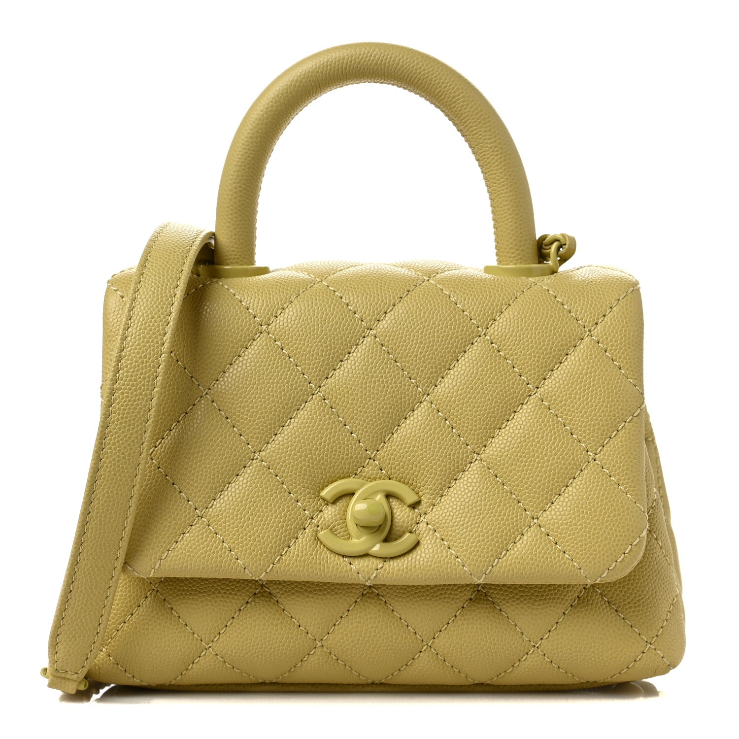 Chanel Caviar Quilted Incognito Extra Mini Coco Handle Flap Light Yellow 1 of 7