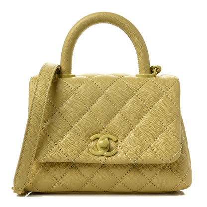 Chanel Caviar Quilted Incognito Extra Mini Coco Handle Flap Light Yellow 1 of 7