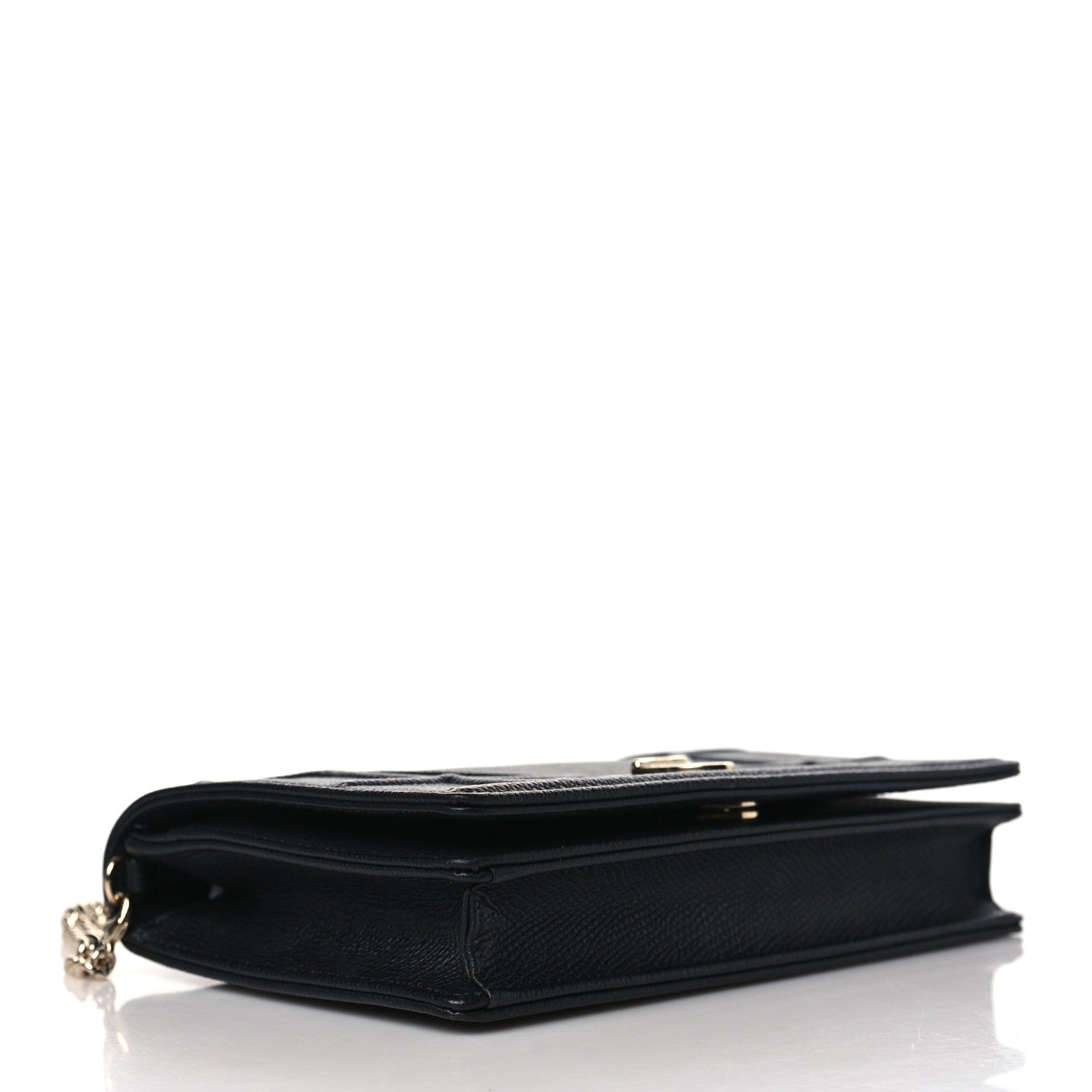 Christian Dior Grained Calfskin Diorama Wallet on Chain Pouch Black 4 of 8