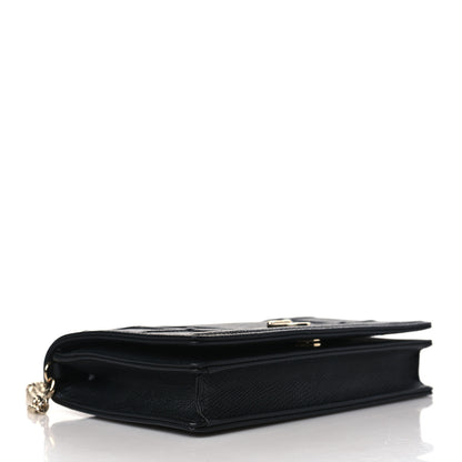 Christian Dior Grained Calfskin Diorama Wallet on Chain Pouch Black 4 of 8
