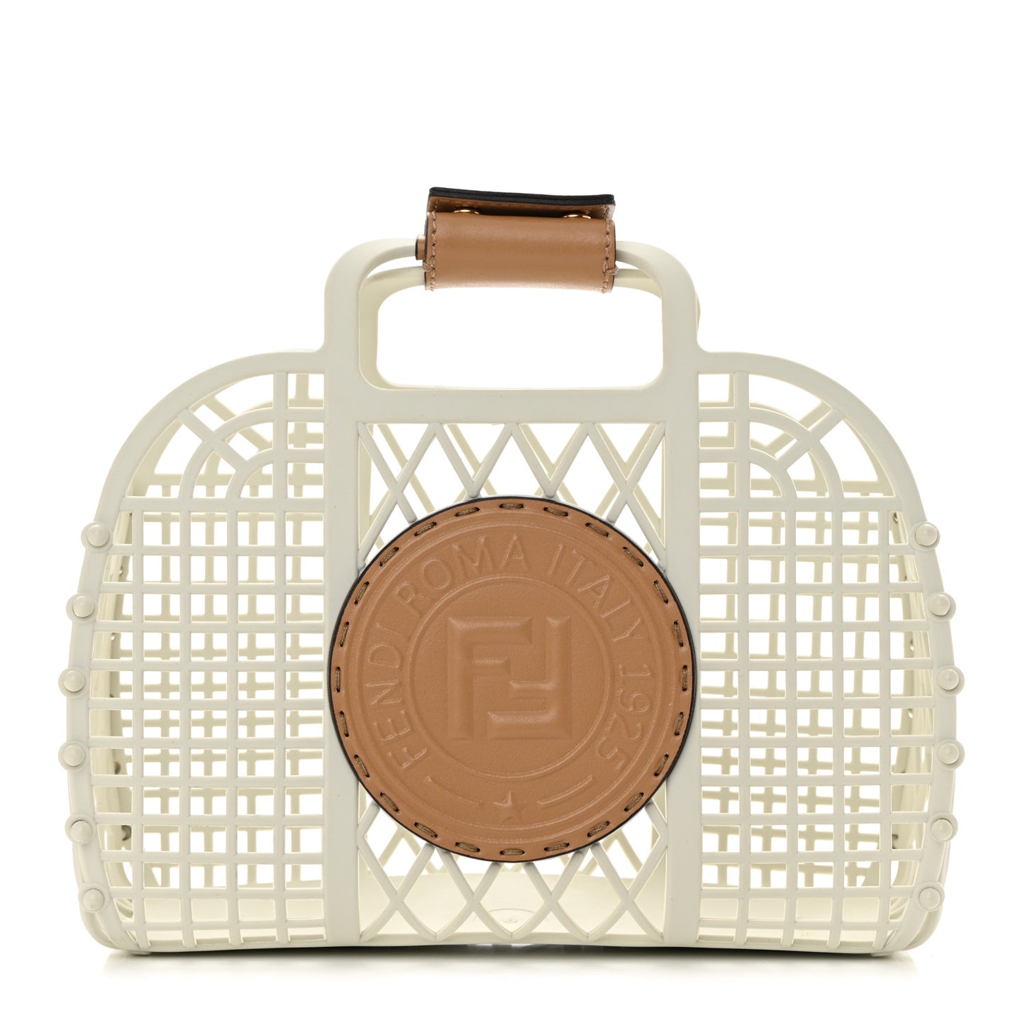 Recycled Plastic Vitello Liberty Matte Small Fendi Basket White Ice Miele Scuro