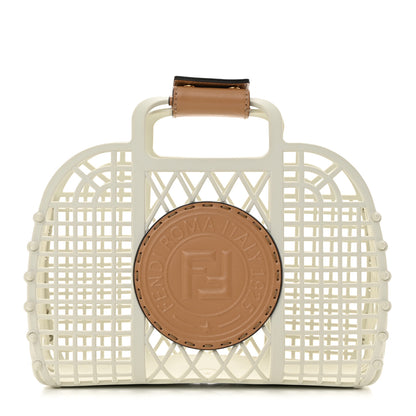 Fendi Recycled Plastic Vitello Liberty Matte Small Fendi Basket White Ice Miele Scuro 1 of 13