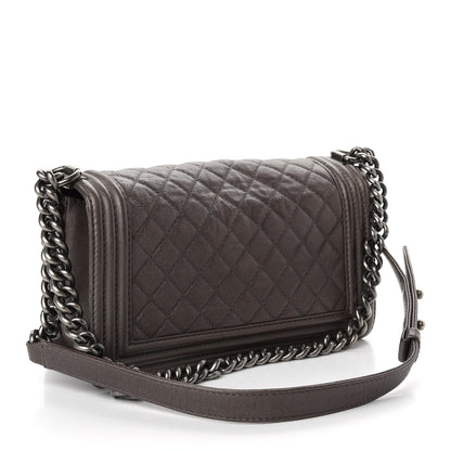 Chanel Metallic Calfskin Quilted Medium Boy Flap Dark Silver 2 of 8