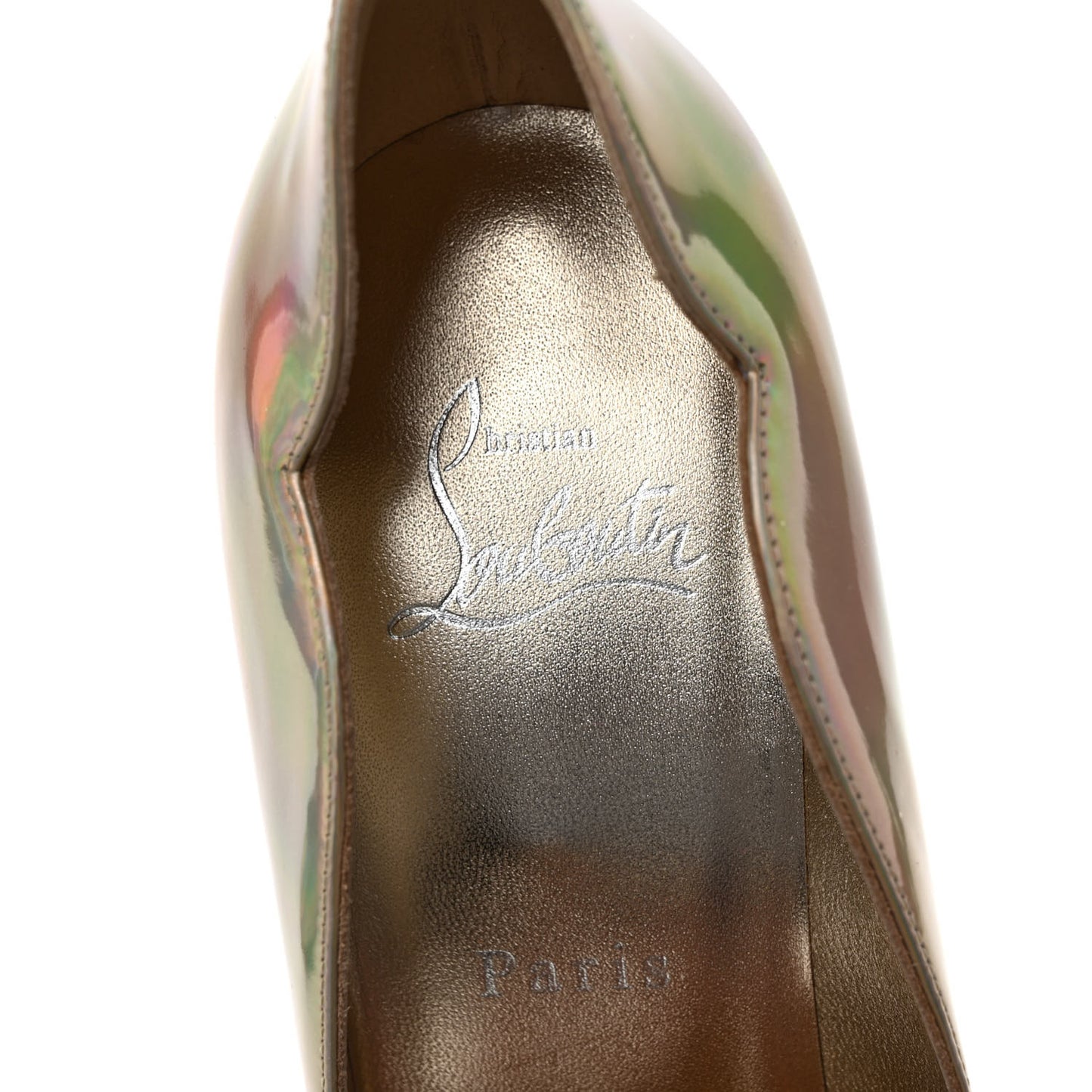 Metallic Patent Psychic Hot Chick 100 Pumps 38 Platine