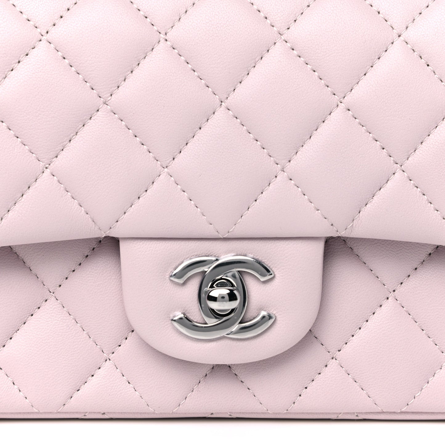 Lambskin Quilted Mini Rectangular Flap Light Purple