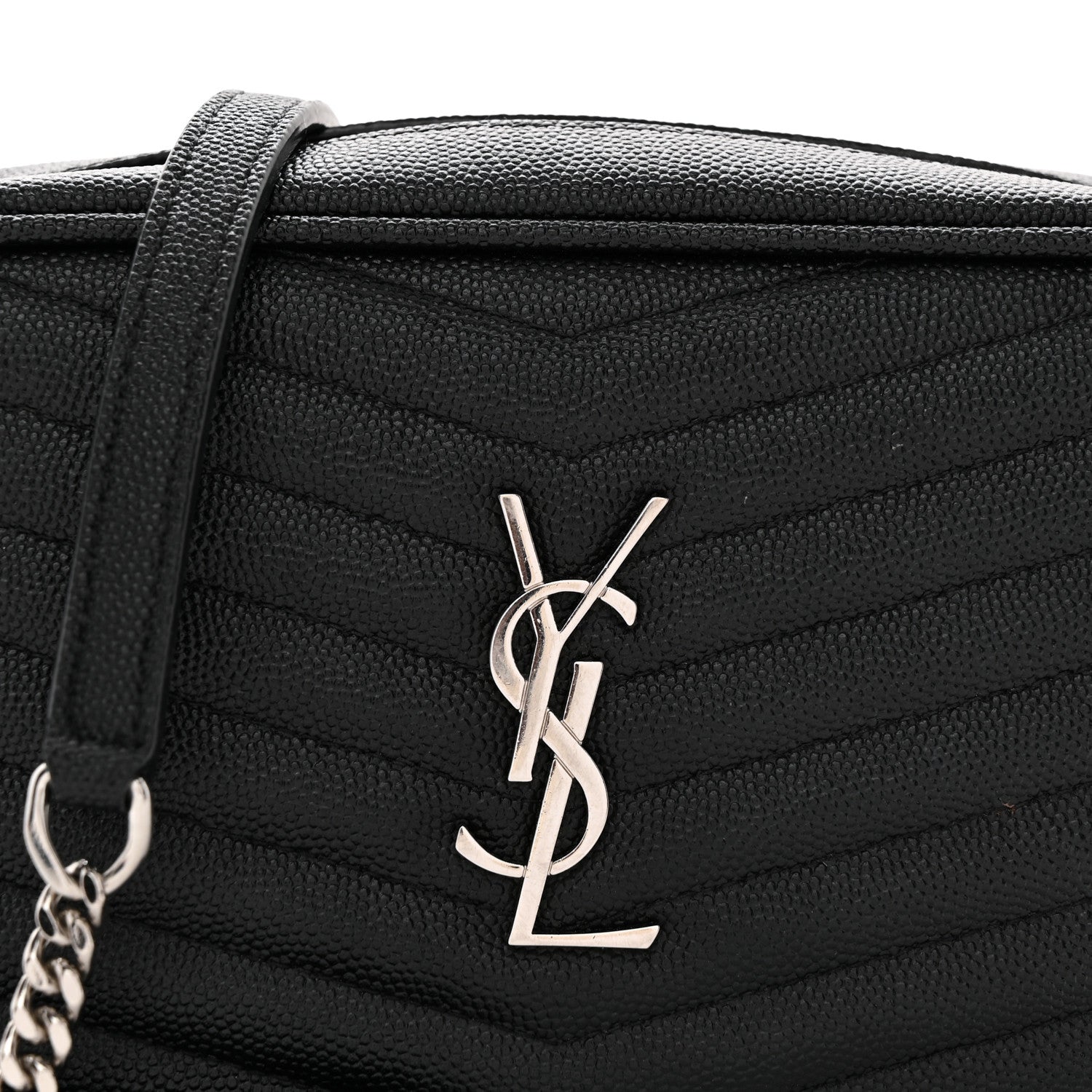Saint Laurent Grain De Poudre Matelasse Monogram Mini Lou Camera Bag Black 8 of 13