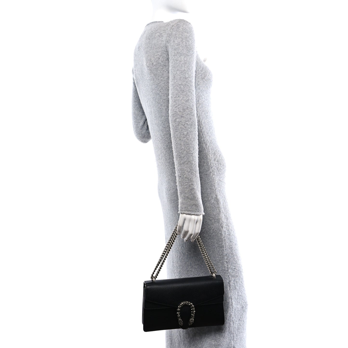Pebbled Calfskin Small Dionysus Shoulder Bag Black