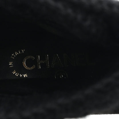 Chanel Suede Lambskin Knit CC Short Boots 39 Black 8 of 10