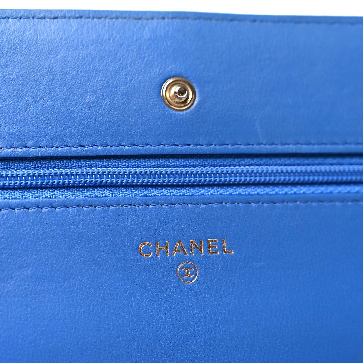 Chanel Lambskin Quilted Wallet On Chain WOC Blue 6 of 14