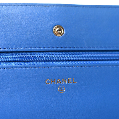 Chanel Lambskin Quilted Wallet On Chain WOC Blue 6 of 14