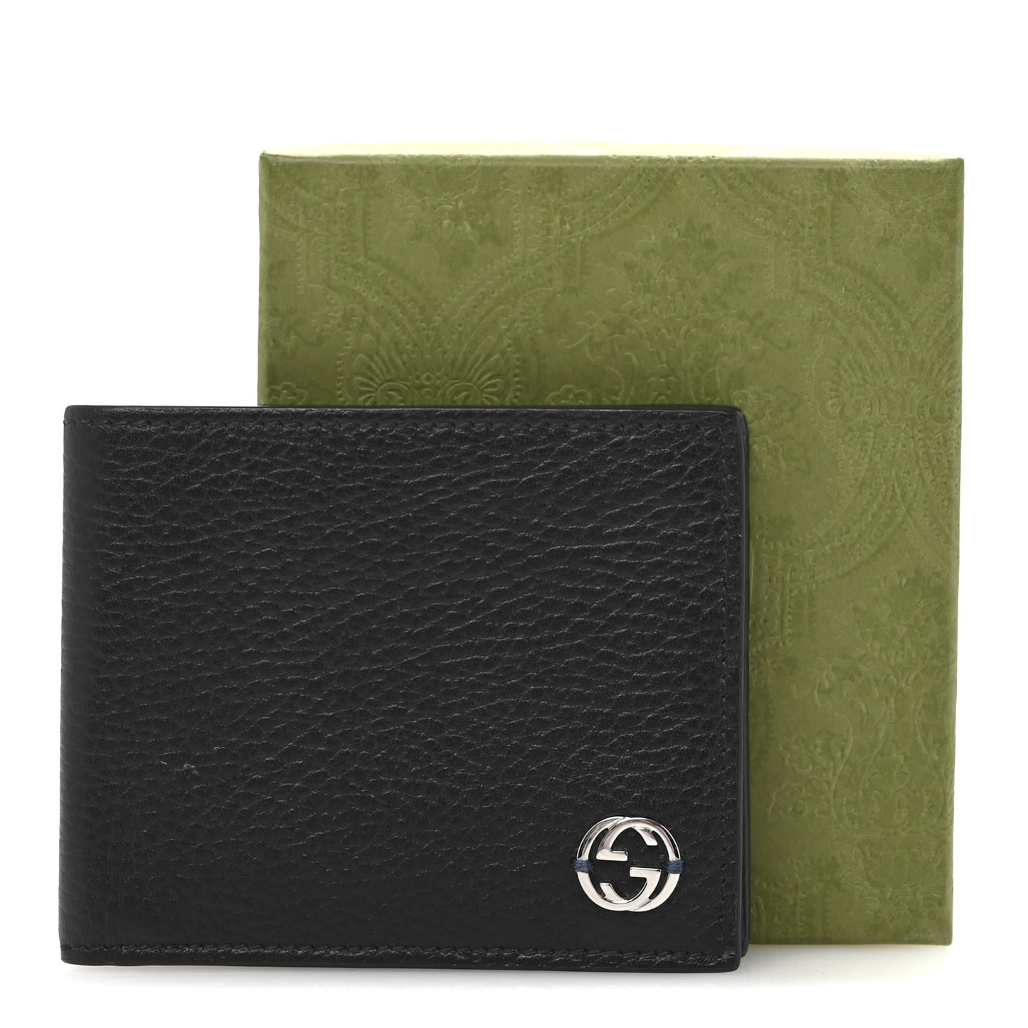 Dollar Calfskin Bi-Color Interlocking G Bi-Fold Wallet Black Caspian