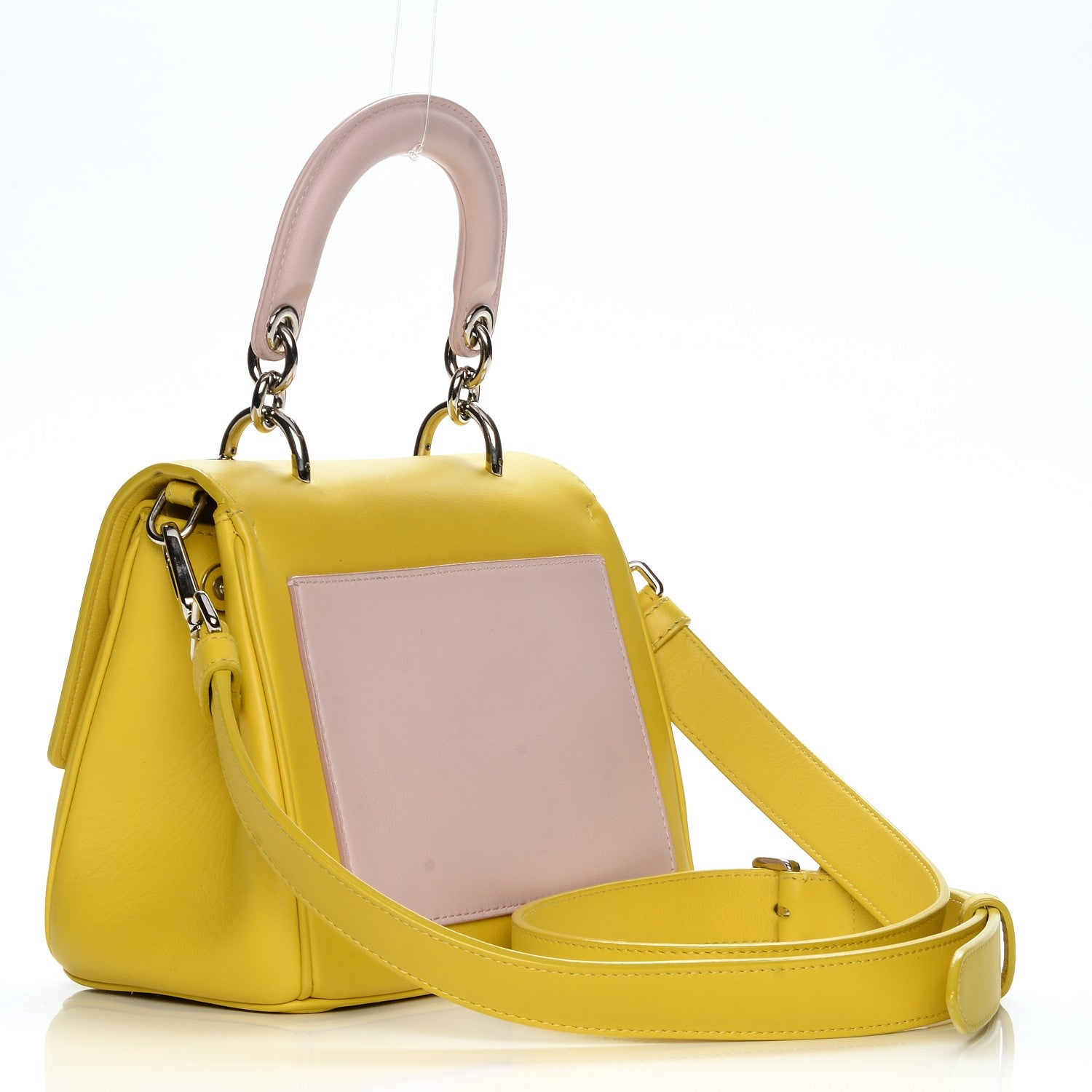 Christian Dior Smooth Calfskin Bi-Color Mini Be Dior Flap Bright Yellow Rose Dragee 2 of 12