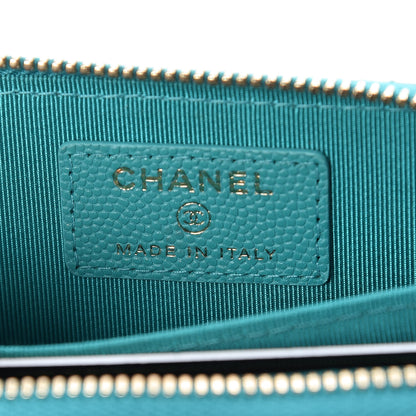 Chanel Caviar Quilted Zip Coin Purse Turquoise 6 of 8